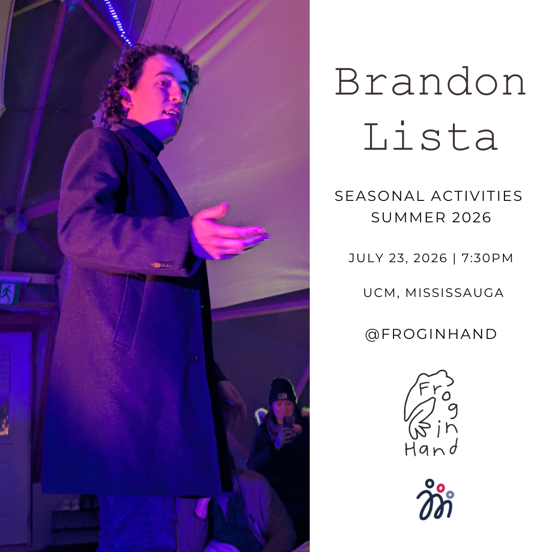 An image of storyteller Brandon Lista, lit up dramatically in a purple light